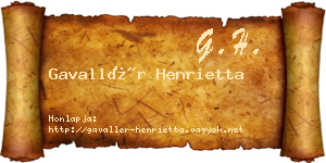Gavallér Henrietta névjegykártya
